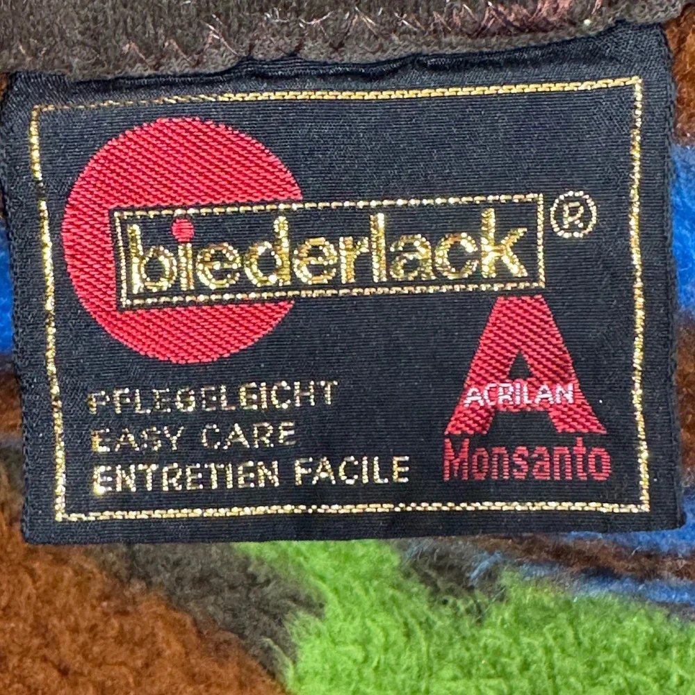 Vintage Biederlack Southwestern Aztec Geometric Blanket Blue Green West Germany